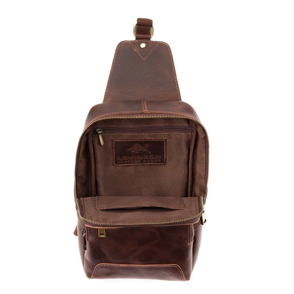Daily vintage buffalo leather sling‎ bag Livinson Leather Goods Shoulder Bag